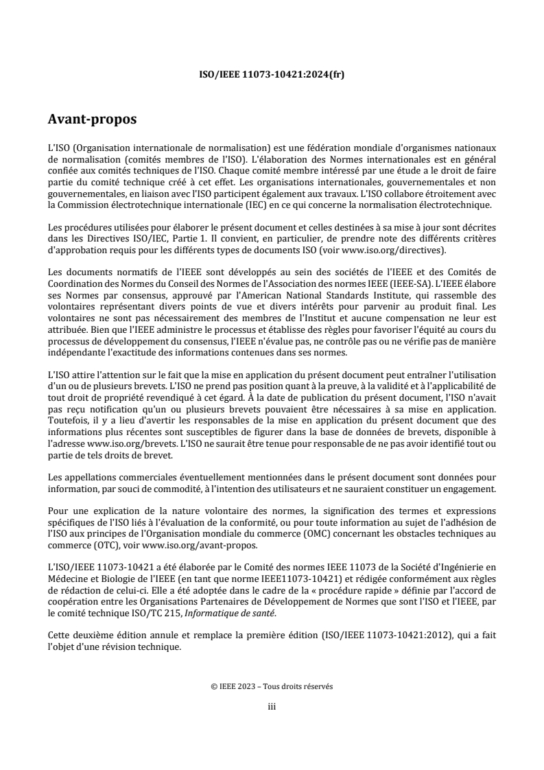 ISO/IEEE 11073-10421:2024 - Informatique de santé — Interopérabilité des dispositifs — Partie 10421: Communication entre dispositifs de santé personnels — Spécialisation des dispositifs — Moniteur de surveillance du débit expiratoire de pointe (débit de pointe)
Released:26. 08. 2024