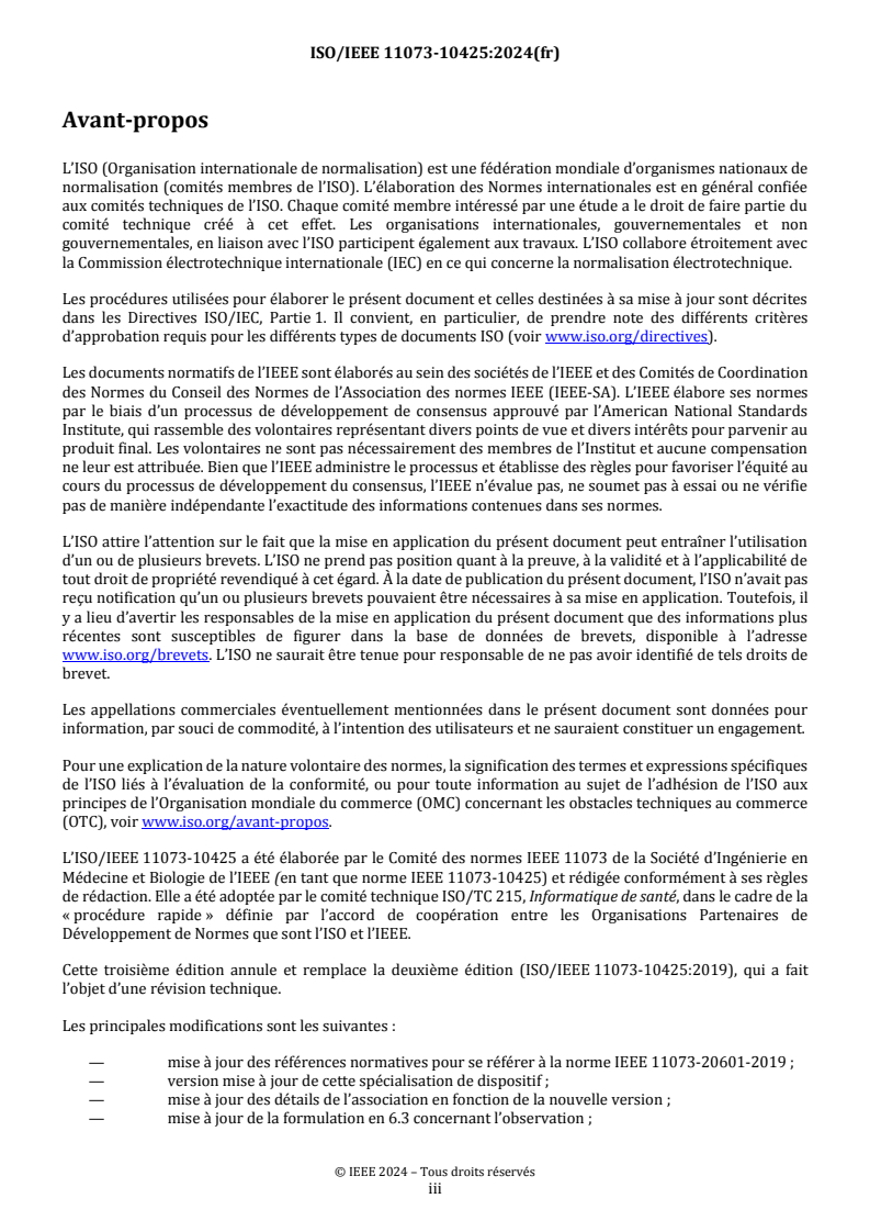 ISO/IEEE 11073-10425:2024 - Informatique de santé — Interopérabilité des dispositifs — Partie 10425: Communication entre dispositifs de santé personnels — Spécialisation des dispositifs — Glucomètre continu (CGM)
Released:16. 09. 2024