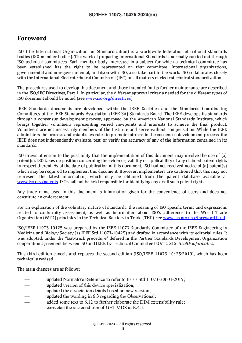 ISO/IEEE 11073-10425:2024 - Health informatics — Device interoperability — Part 10425: Personal health device communication — Device specialization — Continuous Glucose Monitor (CGM)
Released:16. 09. 2024