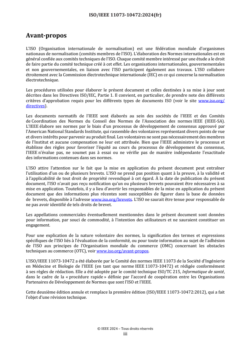 ISO/IEEE 11073-10472:2024 - Informatique de santé — Interopérabilité des dispositifs — Partie 10472: Communication entre dispositifs de santé personnels — Spécialisation des dispositifs — Moniteur de surveillance de médication
Released:16. 09. 2024