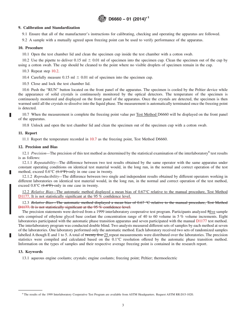 REDLINE ASTM D6660-01(2014)e1 - Standard Test Method for Freezing Point of Aqueous Ethylene Glycol Base Engine Coolants  by Automatic Phase Transition Method