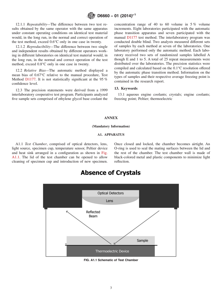 ASTM D6660-01(2014)e1 - Standard Test Method for Freezing Point of Aqueous Ethylene Glycol Base Engine Coolants  by Automatic Phase Transition Method