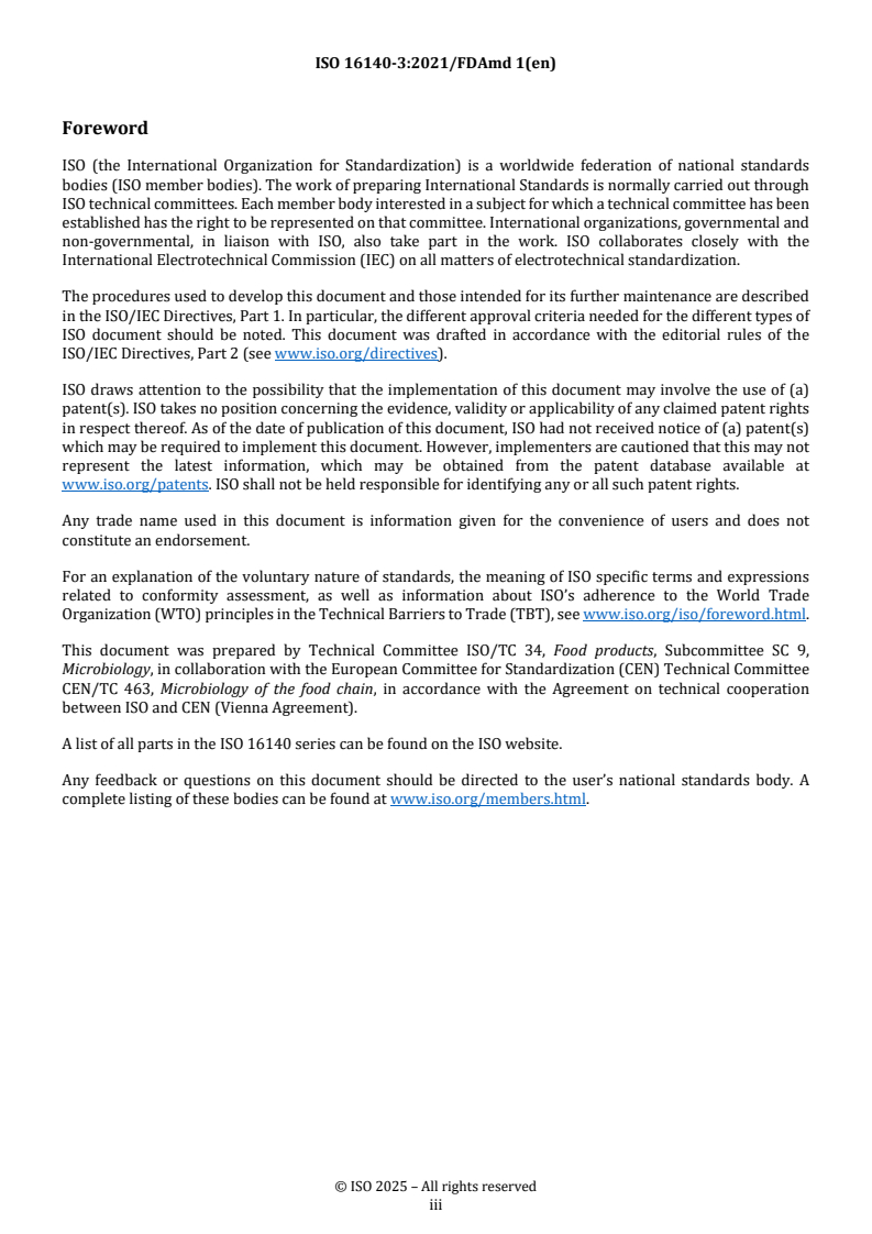 REDLINE ISO 16140-3:2021/FDAmd 1 - Microbiology of the food chain — Method validation — Part 3: Protocol for the verification of reference methods and validated alternative methods in a single laboratory — Amendment 1: Protocol for verification of validated identification methods of microorganisms
Released:15. 05. 2025