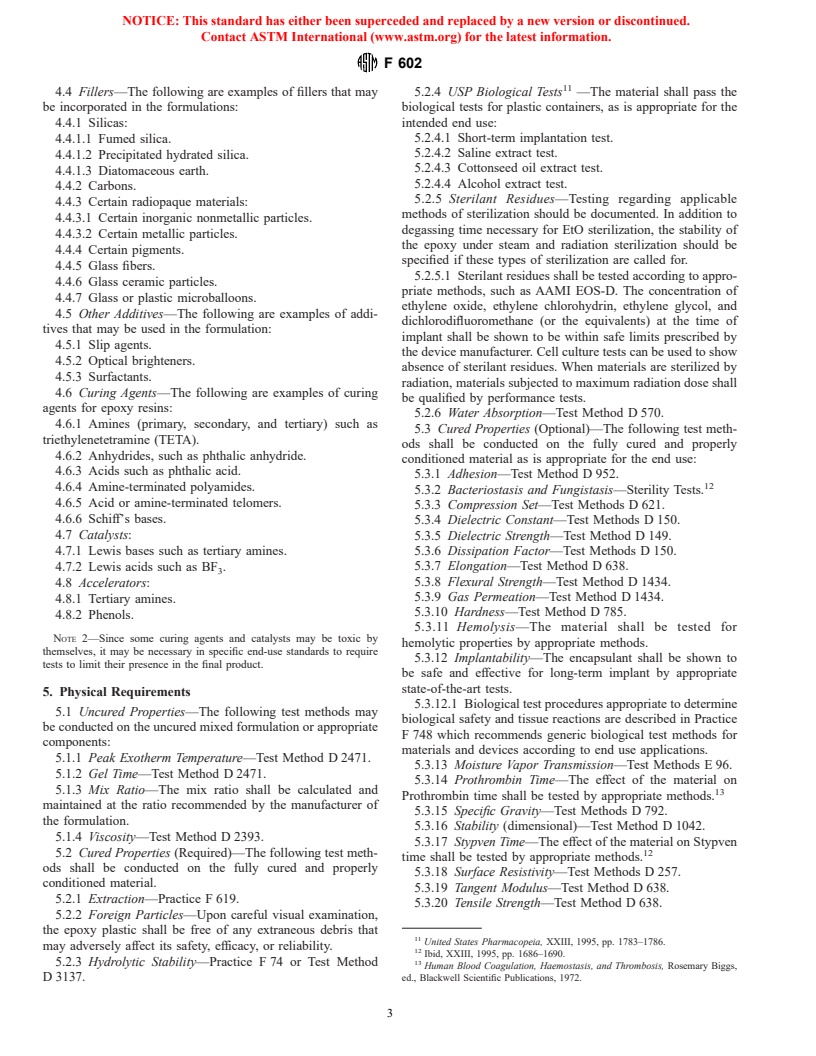 ASTM F602-98a - Standard Criteria for Implantable Thermoset Epoxy Plastics