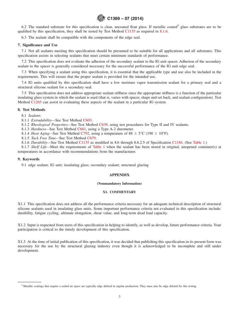 REDLINE ASTM C1369-07(2014) - Standard Specification for  Secondary Edge Sealants for Structurally Glazed Insulating  Glass Units