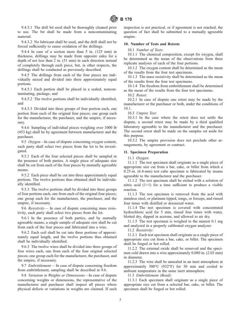 ASTM B170-99 - Standard Specification for Oxygen-Free Electrolytic Copper Refinery Shapes