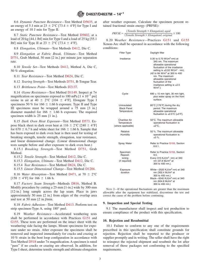 ASTM D4637/D4637M-14e1 - Standard Specification for  EPDM Sheet Used In Single-Ply Roof Membrane