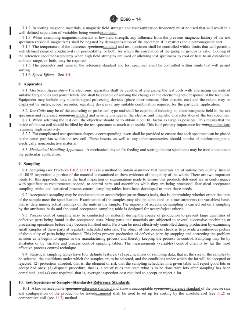 REDLINE ASTM E566-14 - Standard Practice for  Electromagnetic &#40;Eddy Current&#41; Sorting of Ferrous Metals