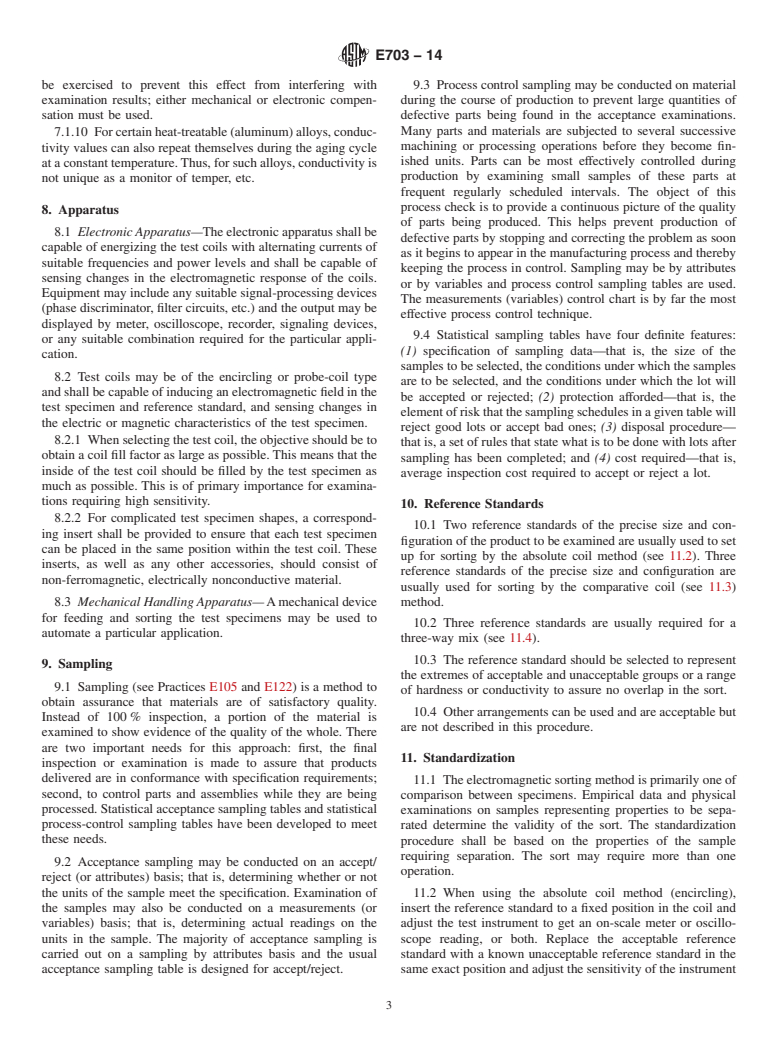 ASTM E703-14 - Standard Practice for  Electromagnetic &#40;Eddy Current&#41; Sorting of Nonferrous Metals