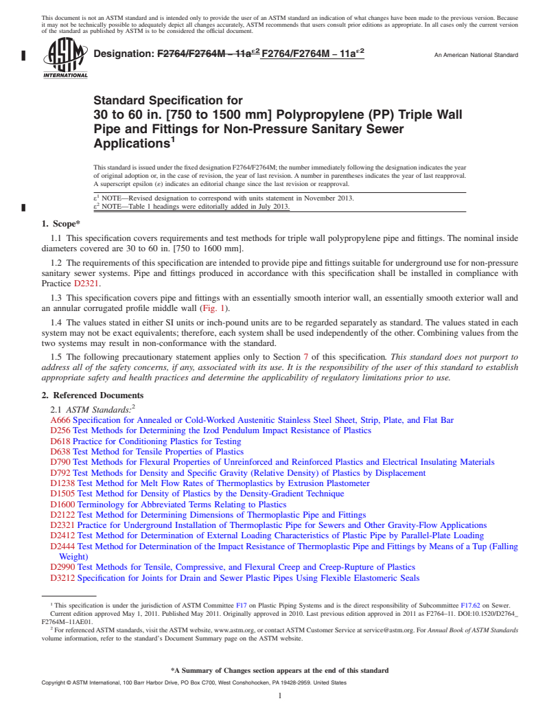 ASTM F2764/F2764M-11ae2 - Standard Specification For 30 To 60 In. [750 ...