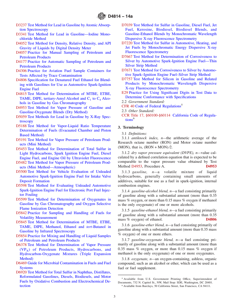 ASTM D4814-14a - Standard Specification for Automotive Spark-Ignition Engine Fuel