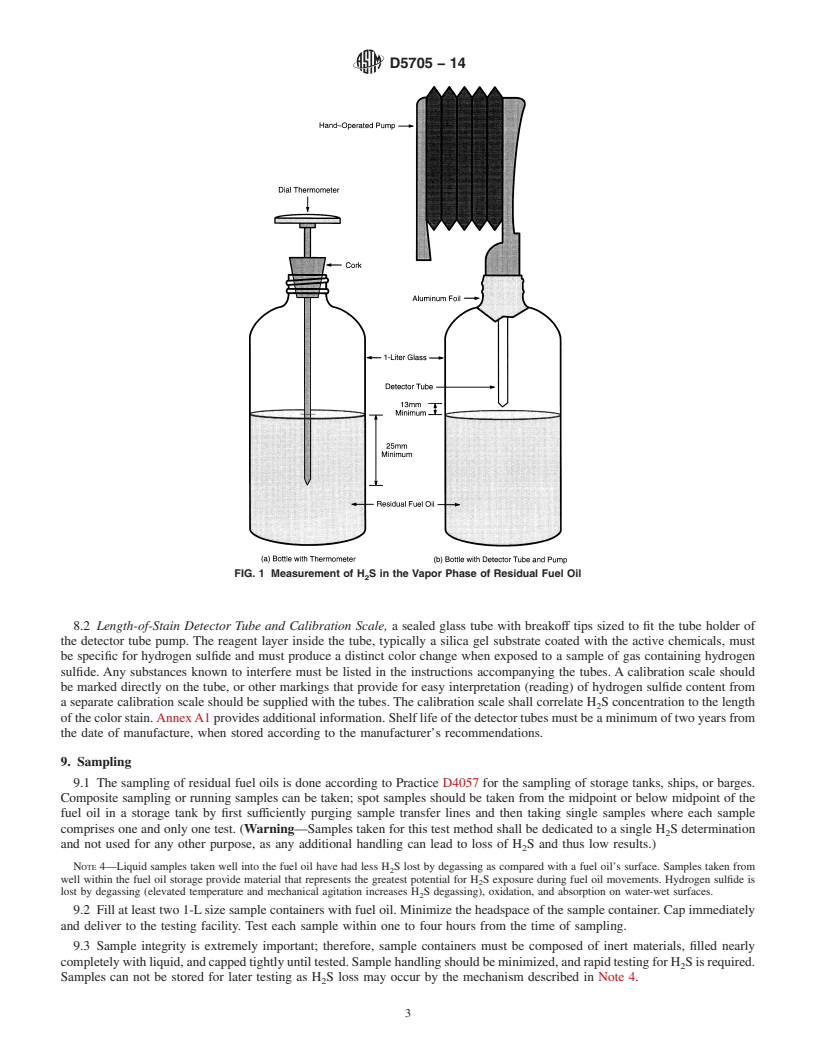 REDLINE ASTM D5705-14 - Standard Test Method for  Measurement of Hydrogen Sulfide in the Vapor Phase Above Residual  Fuel Oils