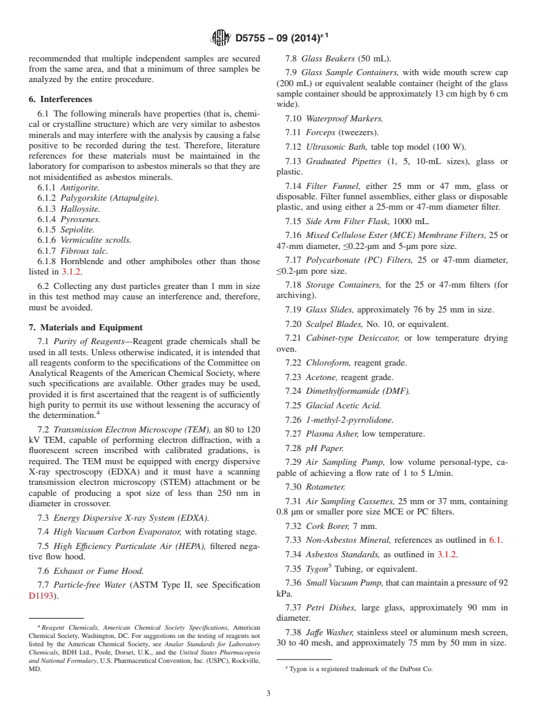 ASTM D5755-09(2014)e1 - Standard Test Method for  Microvacuum Sampling and Indirect Analysis of Dust by Transmission  Electron Microscopy for Asbestos Structure Number Surface Loading (Withdrawn 2023)