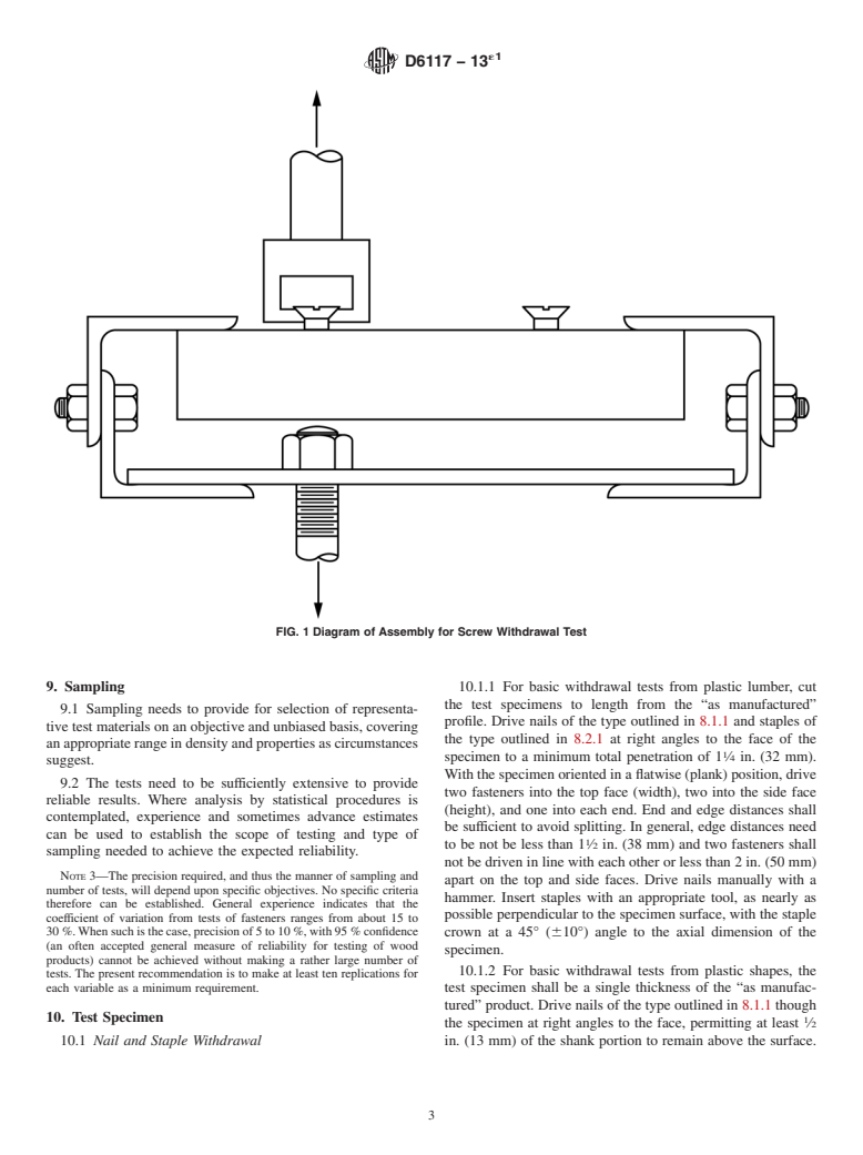 ASTM D6117-13e1 - Standard Test Methods for  Mechanical Fasteners in Plastic Lumber and Shapes