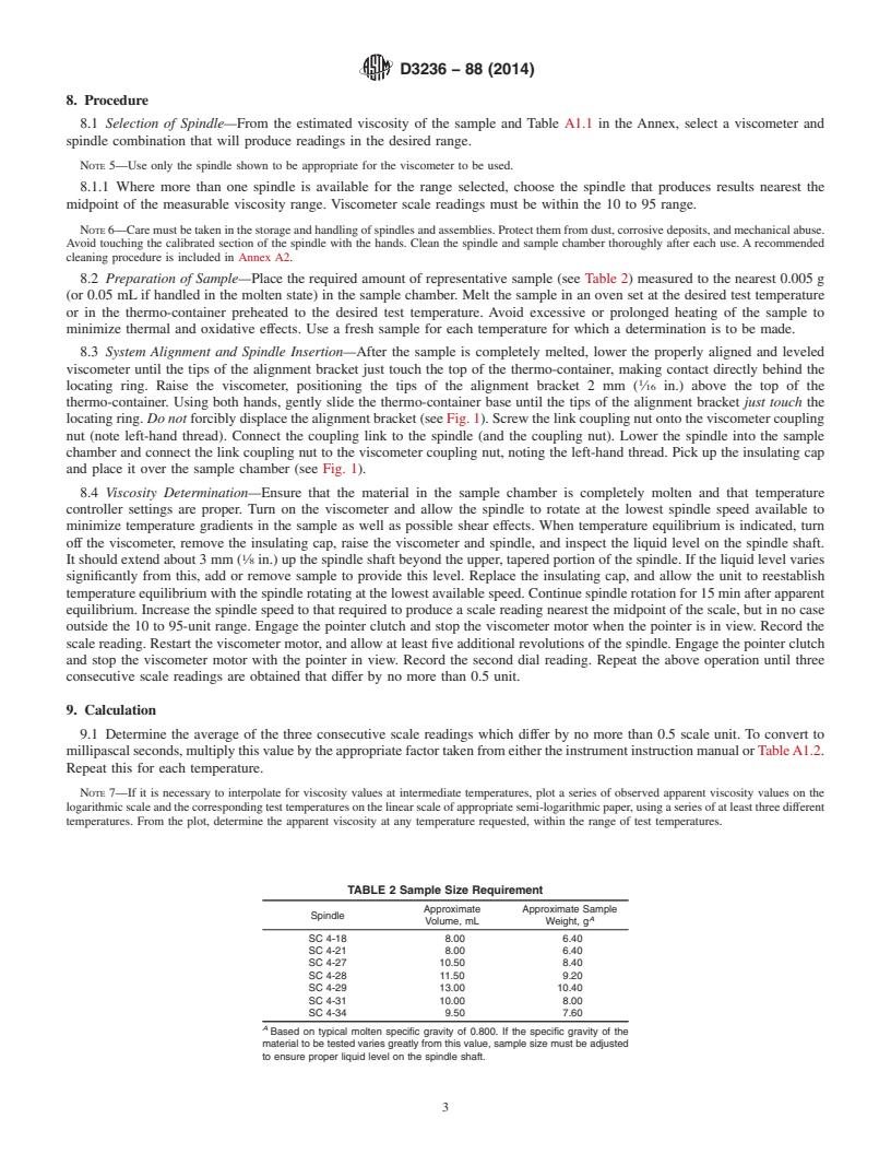 REDLINE ASTM D3236-88(2014) - Standard Test Method for  Apparent Viscosity of Hot Melt Adhesives and Coating Materials