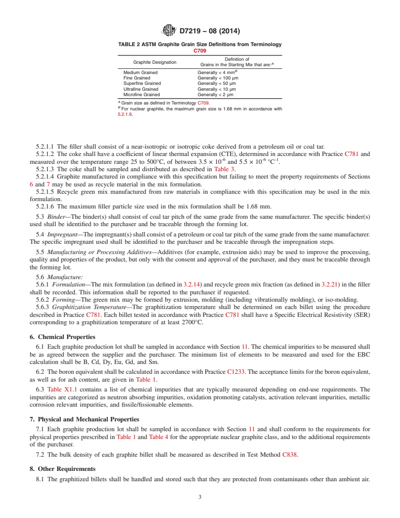 REDLINE ASTM D7219-08(2014) - Standard Specification for  Isotropic and Near-isotropic Nuclear Graphites