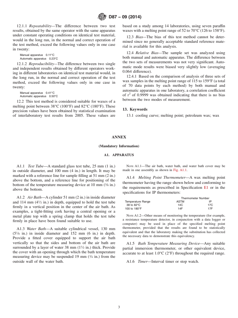 ASTM D87-09(2014) - Standard Test Method for  Melting Point of Petroleum Wax &#40;Cooling Curve&#41;