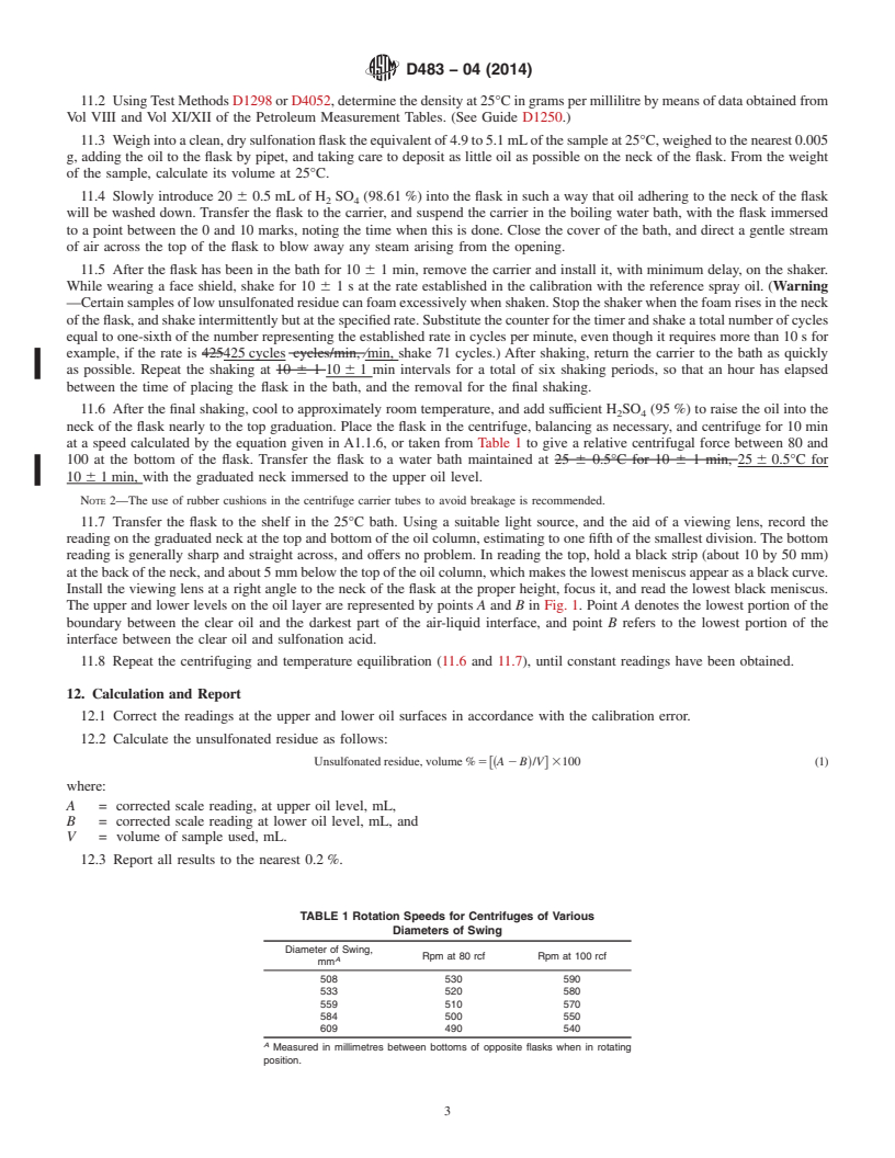 REDLINE ASTM D483-04(2014) - Standard Test Method for  Unsulfonated Residue of Petroleum Plant Spray Oils