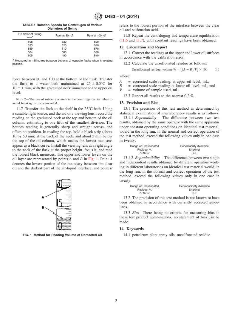 ASTM D483-04(2014) - Standard Test Method for  Unsulfonated Residue of Petroleum Plant Spray Oils