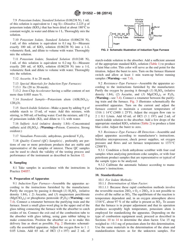 ASTM D1552-08(2014) - Standard Test Method for  Sulfur in Petroleum Products &#40;High-Temperature Method&#41;