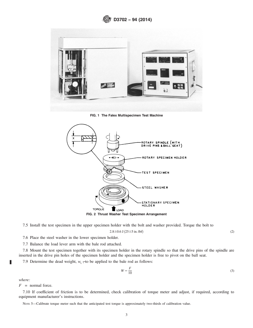 REDLINE ASTM D3702-94(2014) - Standard Test Method for  Wear Rate and Coefficient of Friction of Materials in Self-Lubricated  Rubbing Contact Using a Thrust Washer Testing Machine