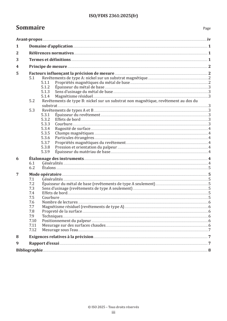 ISO/FDIS 2361 - Revêtements électrolytiques de nickel sur substrat magnétique et non magnétique — Mesurage de l’épaisseur du revêtement — Méthode magnétique
Released:26. 04. 2025