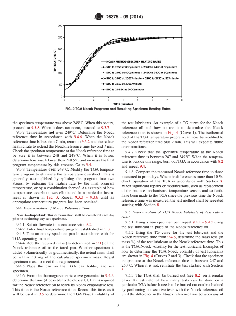 ASTM D6375-09(2014) - Standard Test Method for  Evaporation Loss of Lubricating Oils by Thermogravimetric Analyzer   &#40;TGA&#41; Noack Method