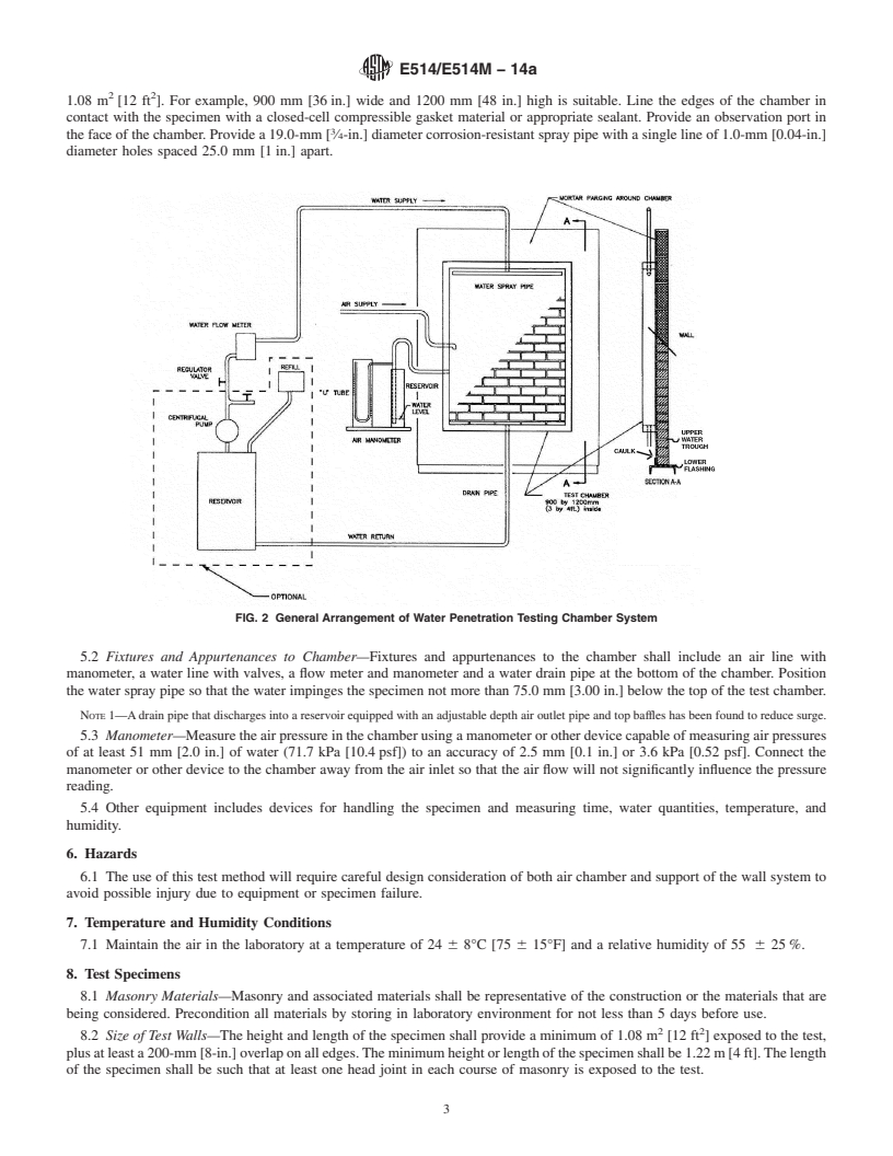 REDLINE ASTM E514/E514M-14a - Standard Test Method for  Water Penetration and Leakage Through Masonry