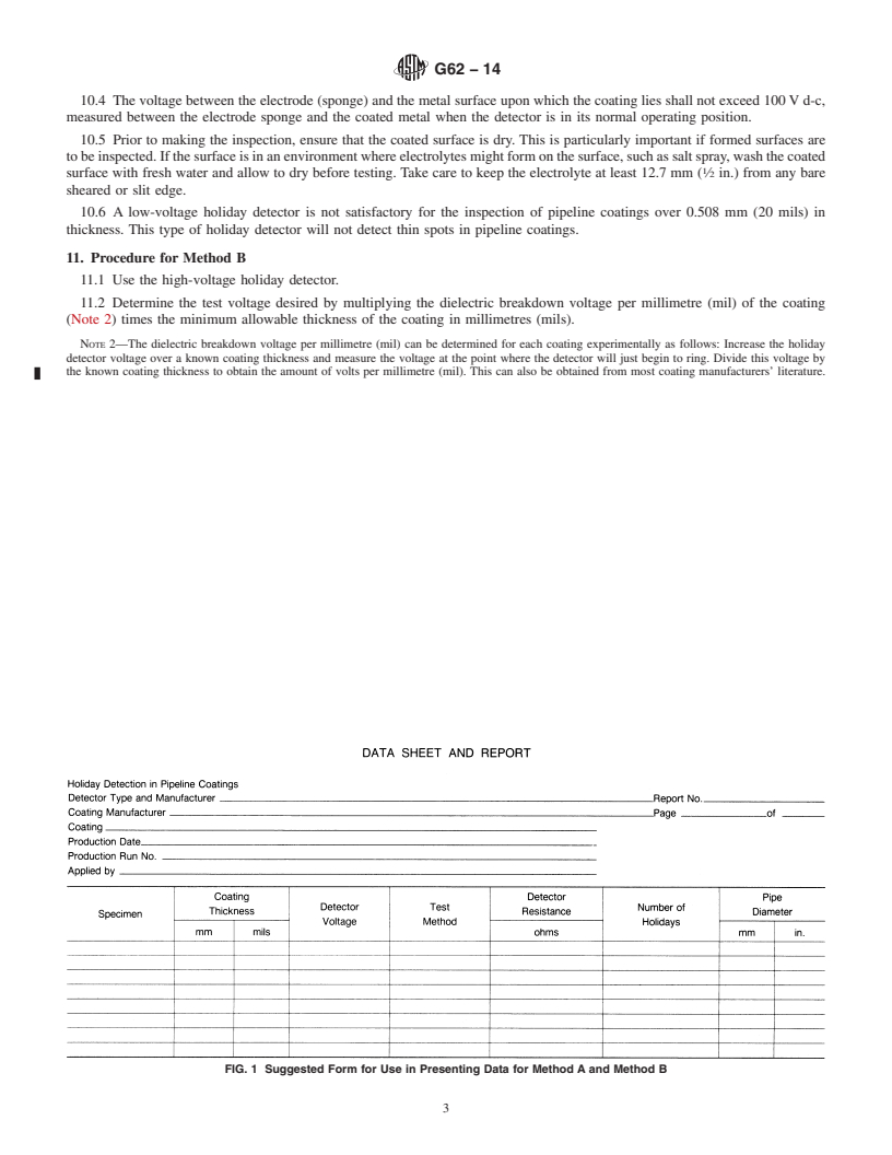 REDLINE ASTM G62-14 - Standard Test Methods for Holiday Detection in Pipeline Coatings