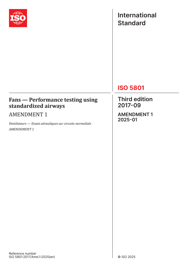 ISO 5801:2017/Amd 1:2025 - Fans — Performance testing using standardized airways — Amendment 1
Released:10. 01. 2025