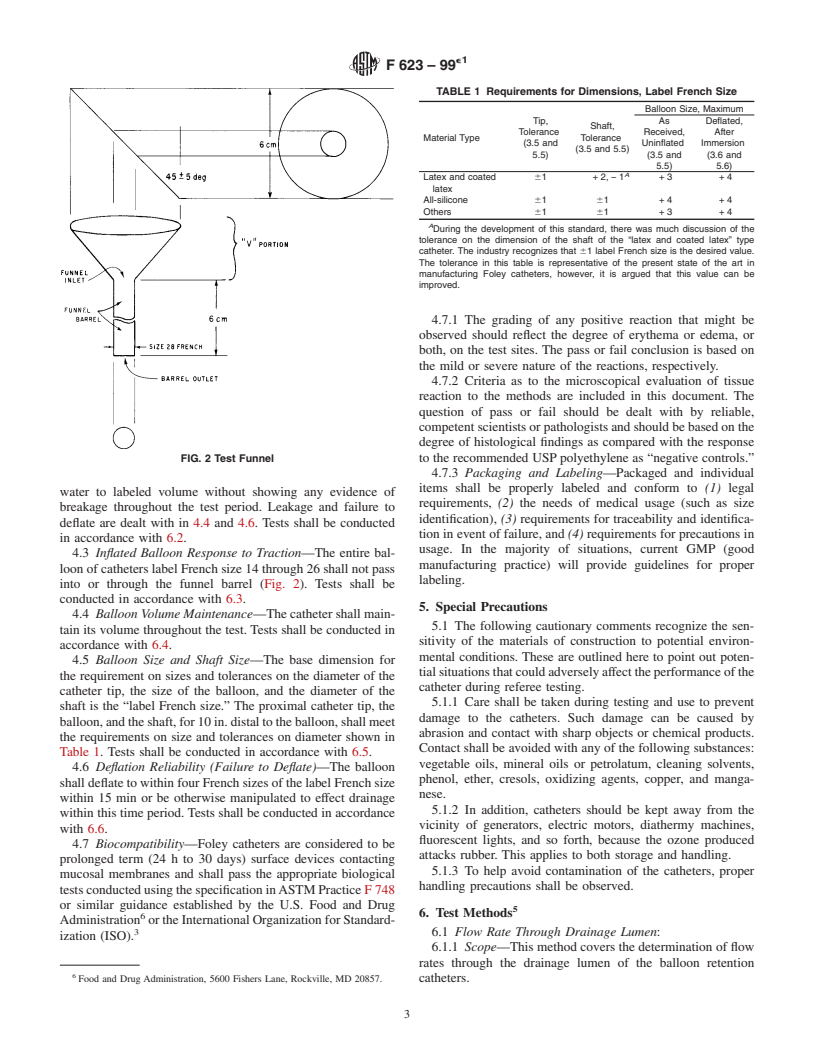 ASTM F623-99e1 - Standard Performance Specification for Foley Catheter