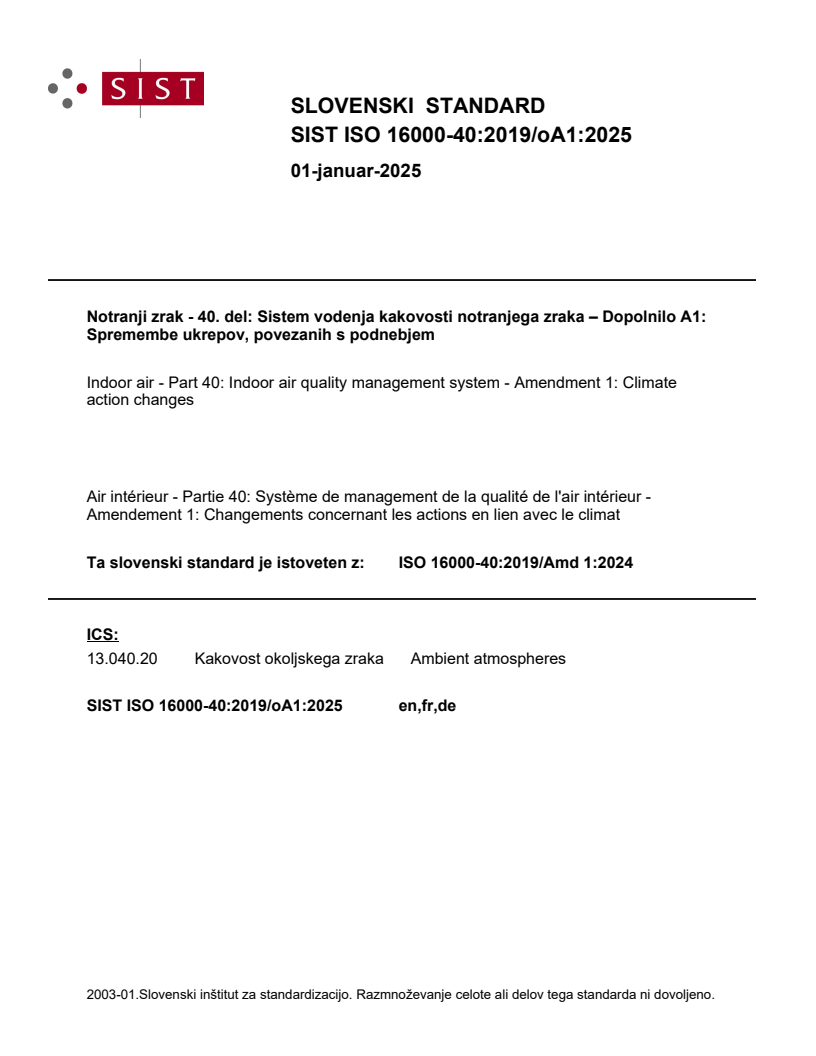 ISO 16000-40:2019/oA1:2025