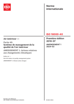 SIST ISO 16000-40:2019/A1:2025 ISO 16000-40:2019/Amd 1:2024 - Air intérieur — Partie 40: Système de management de la qualité de l'air intérieur — Amendement 1: Actions relatives aux changements climatiques
Released:23. 02. 2024 - Page 1 preview