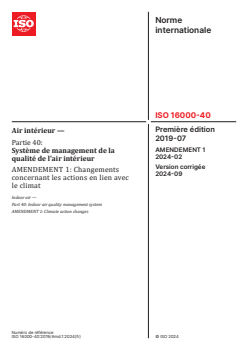 SIST ISO 16000-40:2019/A1:2025 ISO 16000-40:2019/Amd 1:2024 - Air intérieur — Partie 40: Système de management de la qualité de l'air intérieur — Amendement 1: Changements concernant les actions en lien avec le climat
Released:8/30/2024 - Page 1 preview