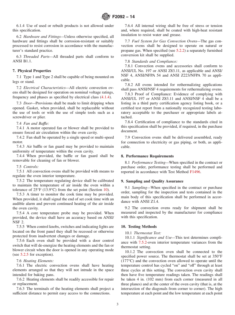 ASTM F2092-14 - Standard Specification for  Convection Oven Gas or Electric