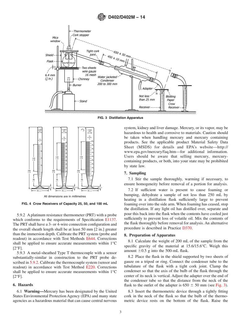 ASTM D402/D402M-14 - Standard Test Method for  Distillation of Cutback Asphalt (Withdrawn 2023)