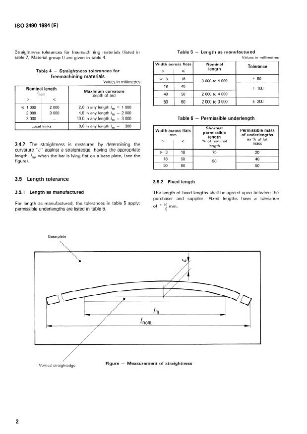 ISO 3490:1984 ISO 3490:1984 - Wrought copper and copper alloys -- Drawn hexagonal bars -- All minus tolerances on width across flats and form tolerances - Page 4 preview