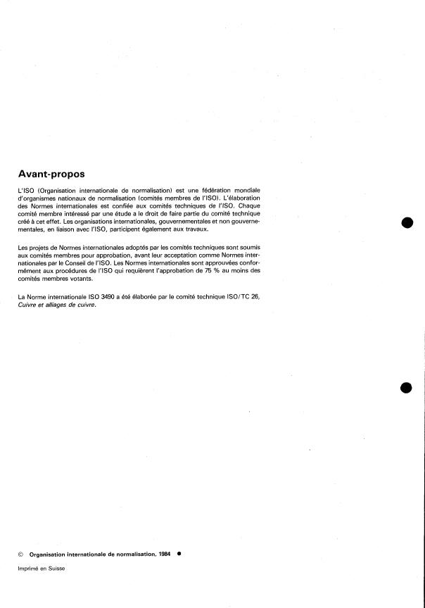 ISO 3490:1984 ISO 3490:1984 - Cuivre et alliages de cuivre corroyés -- Barres étirées de section hexagonale -- Tolérances en moins sur surplats et tolérances de forme - Page 2 preview