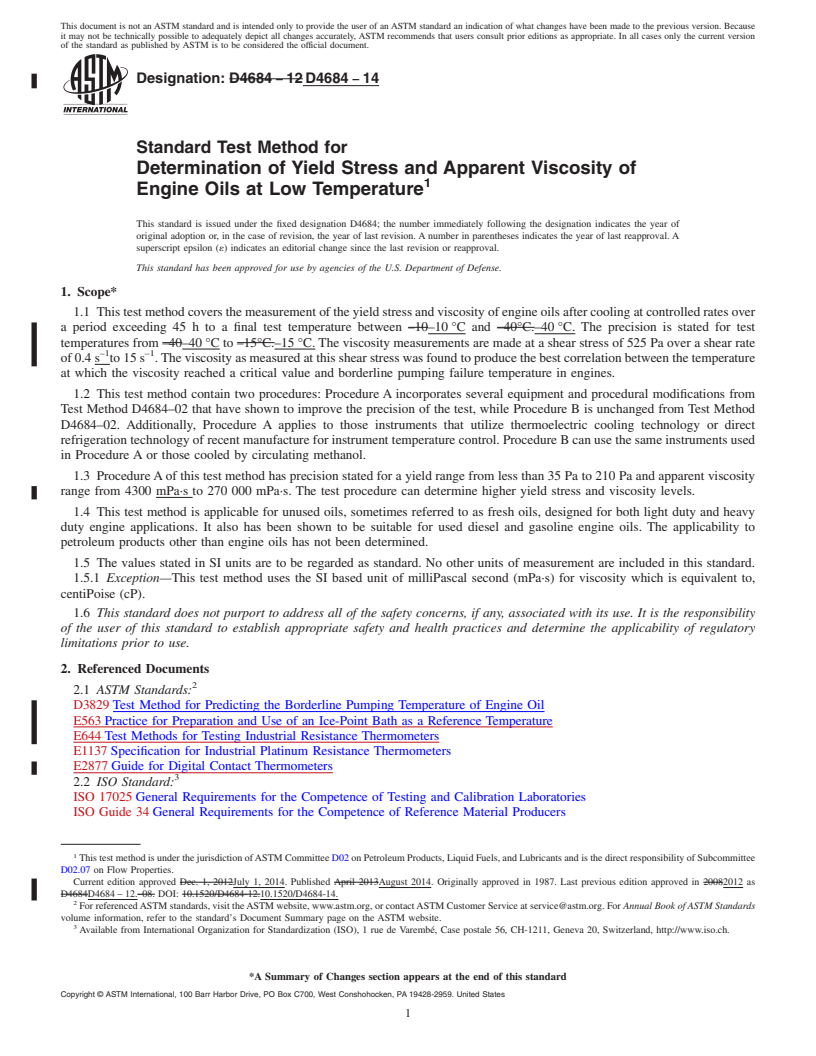 REDLINE ASTM D4684-14 - Standard Test Method for Determination of Yield Stress and Apparent Viscosity of Engine  Oils at Low Temperature