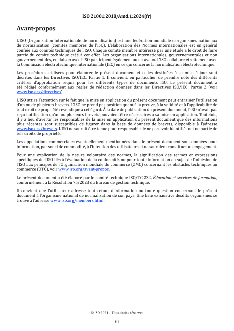 ISO 21001:2018/Amd 1:2024 - Organismes d'éducation/formation — Systèmes de management des organismes d'éducation/formation — Exigences et recommandations pour leur application — Amendement 1: Actions relatives aux changements climatiques
Released:23. 02. 2024