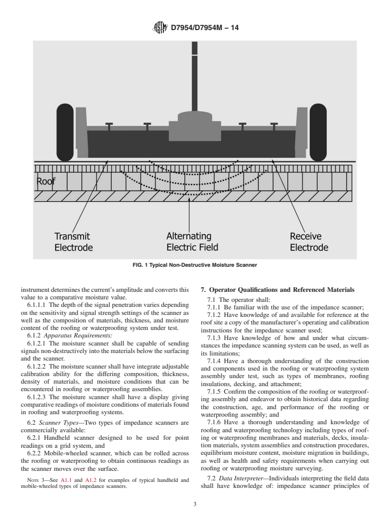 ASTM D7954/D7954M-14 - Standard Practice for Moisture Surveying of Roofing and Waterproofing Systems Using  Non-Destructive Electrical Impedance Scanners