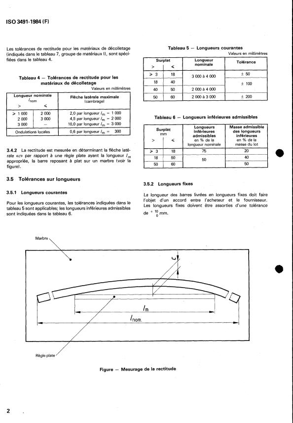 ISO 3491:1984 ISO 3491:1984 - Cuivre et alliages de cuivre corroyés -- Barres étirées de section carrée -- Tolérances en moins sur surplats et tolérances de forme - Page 4 preview