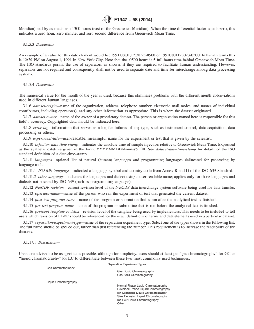 REDLINE ASTM E1947-98(2014) - Standard Specification for Analytical Data Interchange Protocol for Chromatographic Data