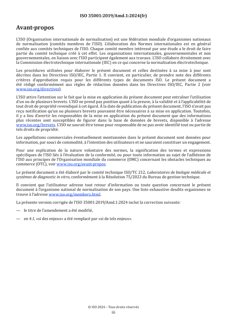 ISO 35001:2019/Amd 1:2024 - Système de management des biorisques pour les laboratoires et autres organismes associés — Amendement 1: Changements concernant les actions en lien avec le climat
Released:8/30/2024