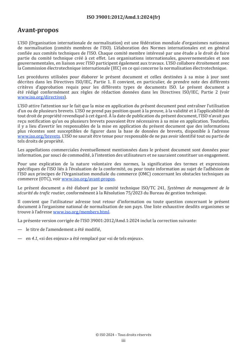 ISO 39001:2012/Amd 1:2024 - Systèmes de management de la sécurité routière — Exigences et recommandations de bonnes pratiques — Amendement 1: Changements concernant les actions en lien avec le climat
Released:8/30/2024