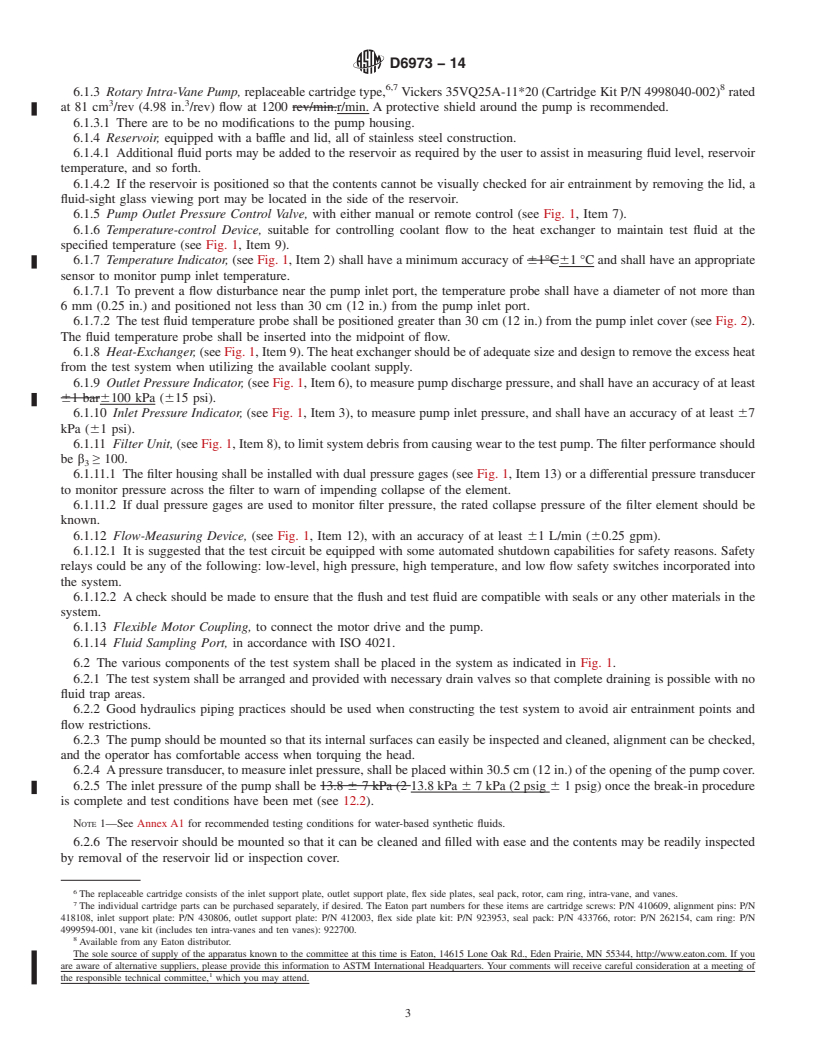 REDLINE ASTM D6973-14 - Standard Test Method for  Indicating Wear Characteristics of Petroleum Hydraulic Fluids  in a High Pressure Constant Volume Vane Pump