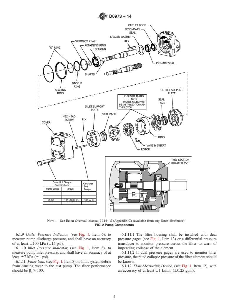 ASTM D6973-14 - Standard Test Method for  Indicating Wear Characteristics of Petroleum Hydraulic Fluids  in a High Pressure Constant Volume Vane Pump