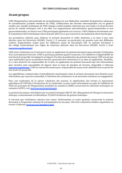 ISO 50001:2018/Amd 1:2024 - Systèmes de management de l'énergie — Exigences et recommandations pour la mise en oeuvre — Amendement 1: Actions relatives aux changements climatiques
Released:23. 02. 2024 - Page 3 preview
