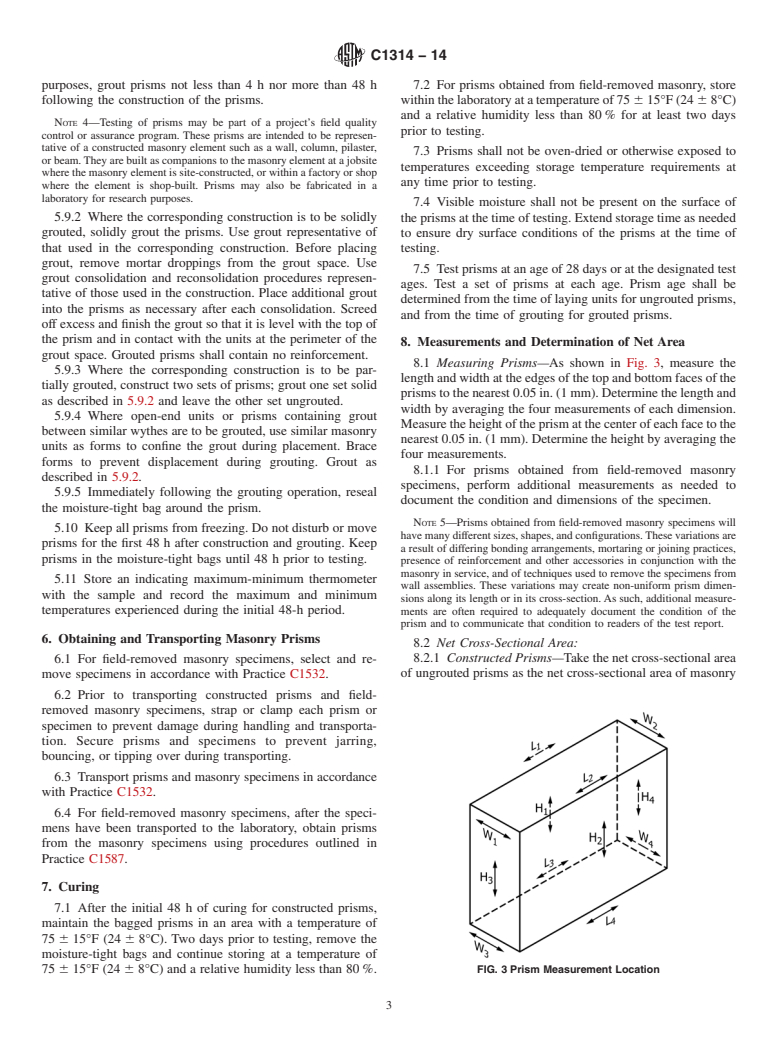 ASTM C1314-14 - Standard Test Method for  Compressive Strength of Masonry Prisms