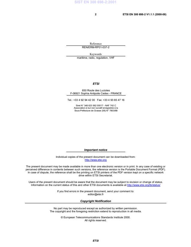 SIST EN 300 698-2:2001 SIST EN 300 698-2:2001 - Page 4 preview
